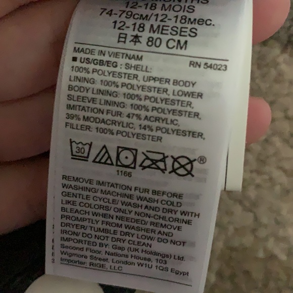 New baby gap winter jacket 12-18 months - Picture 4 of 5